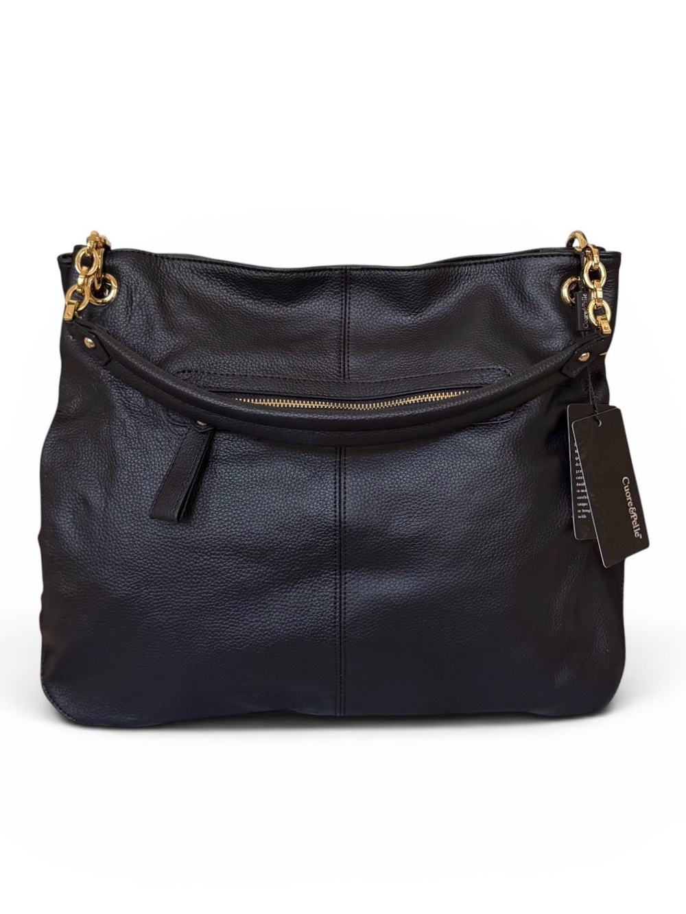 Coure & Pelle Black Pebbled Leather Sophia Hobo Shoulder Bag